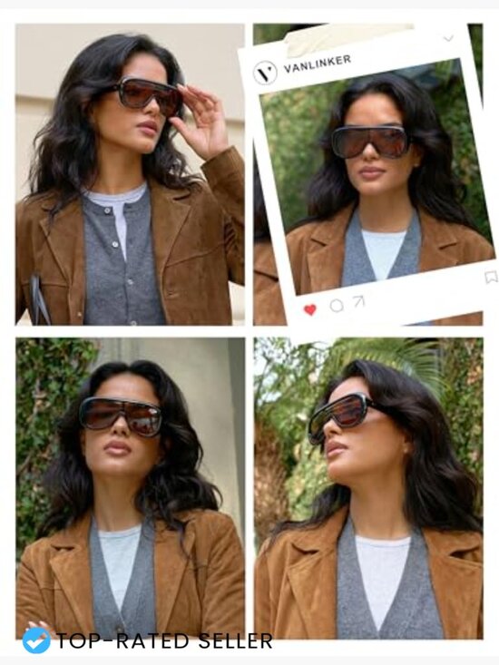 Oversized Aviator Square Sunglasses One-Piece Polarized Lens Retro Futuristic main image 6